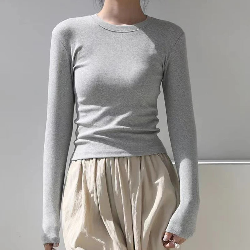 Women’s Ribbed Long Sleeve Crewneck Top