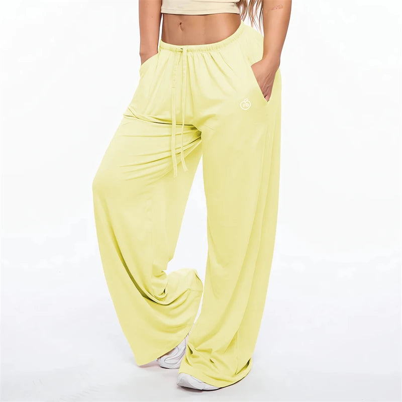 Wide Leg Drawstring Lounge Pants with Pockets
