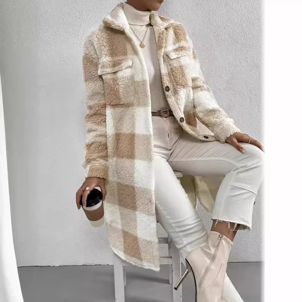 Plush Plaid Coat - HESTON MANOR
