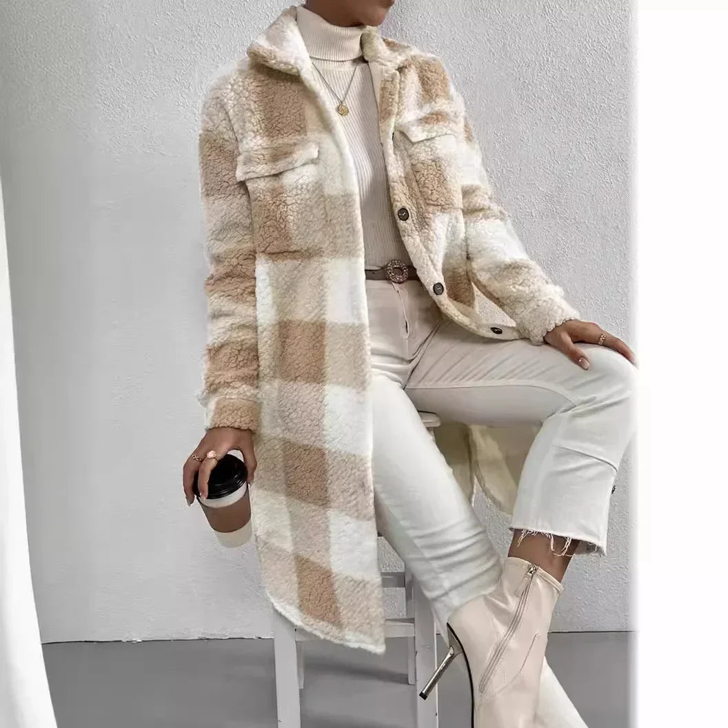Plush Plaid Coat - HESTON MANOR