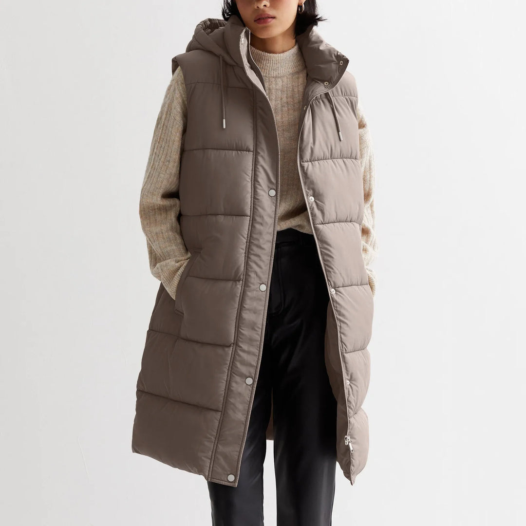 Women’s Long Quilted Hooded Vest