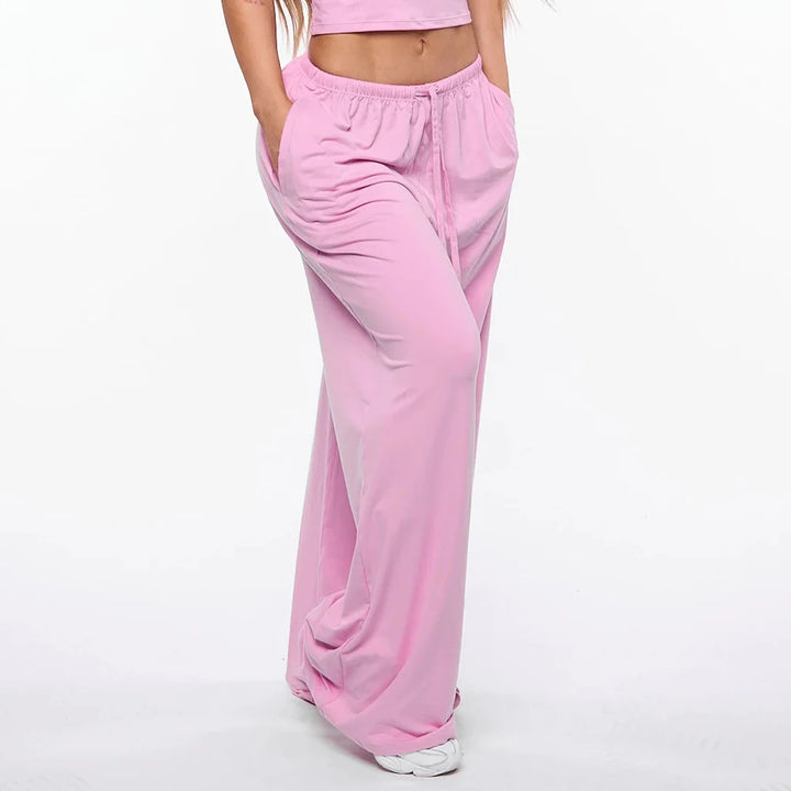 Wide Leg Drawstring Lounge Pants with Pockets