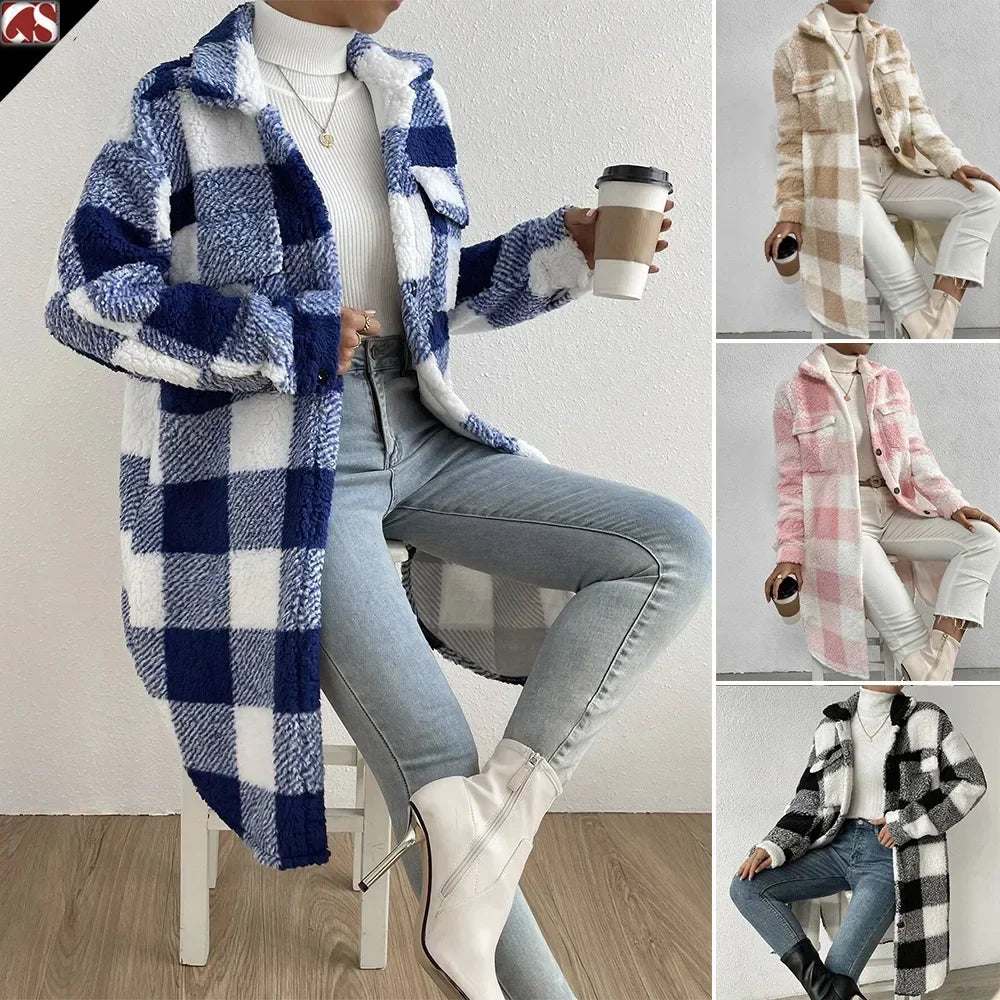 Plush Plaid Coat - HESTON MANOR