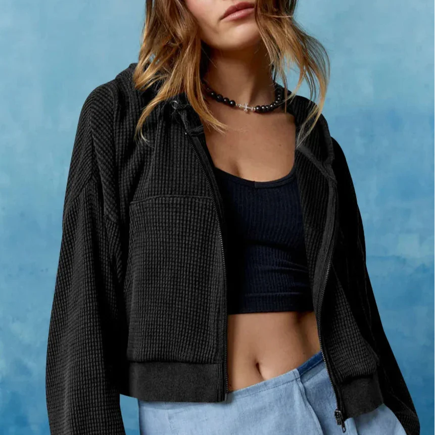 Women’s Cropped Zip Hoodie Sweater