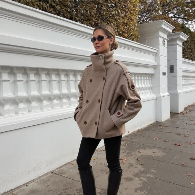 Women’s High-Neck Tailored Military Jacket