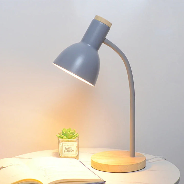 Wood Base Desk Lamp Adjustable Neck