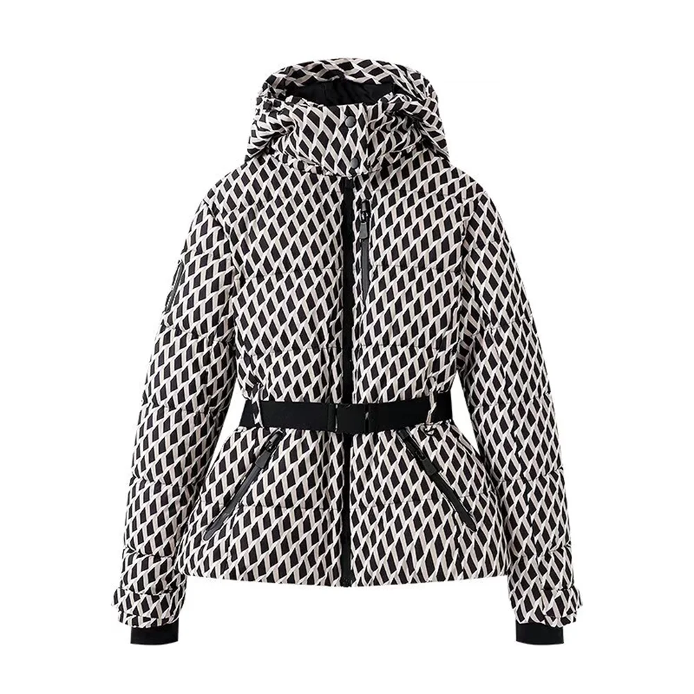 Women's Geometric Belted Winter Coat