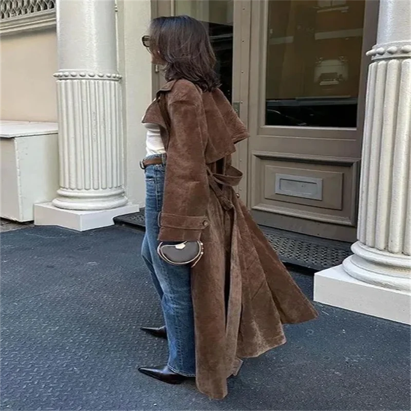 Women’s Suede-Effect Trench Coat - Heston Manor