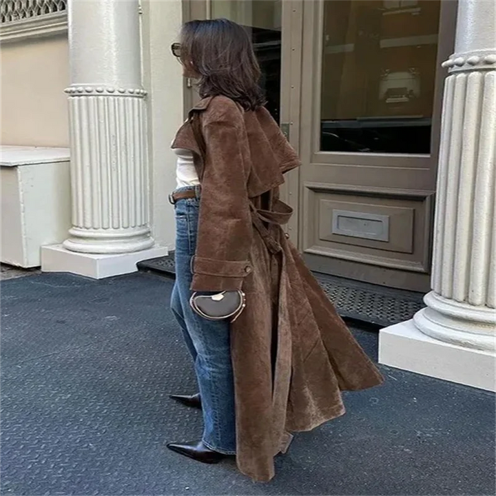 Women’s Suede-Effect Trench Coat - Heston Manor