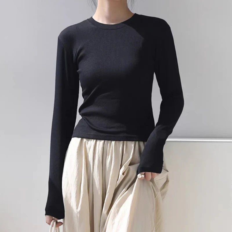 Women’s Ribbed Long Sleeve Crewneck Top