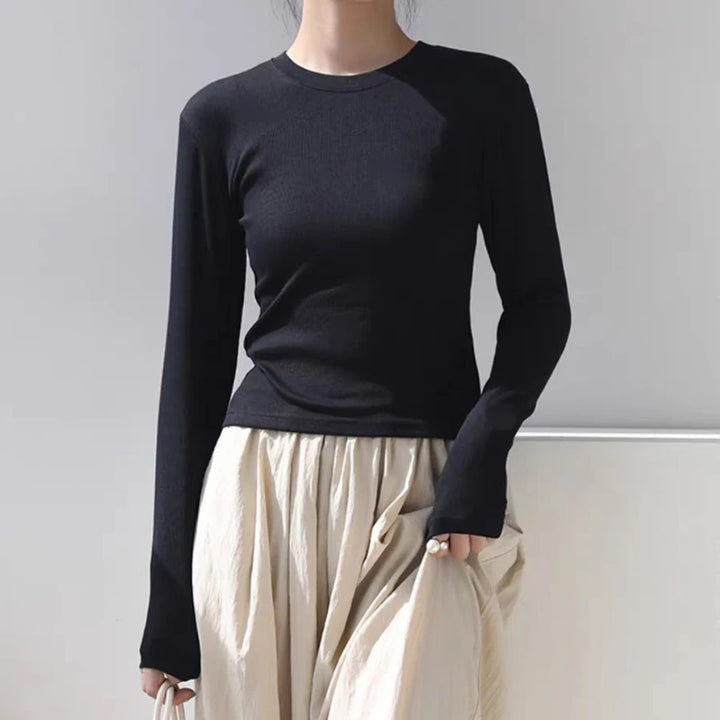 Women’s Ribbed Long Sleeve Crewneck Top