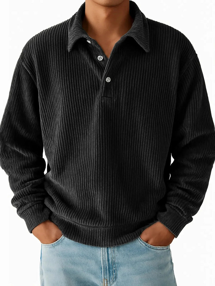 Men’s Ribbed Long Sleeve Polo Shirt