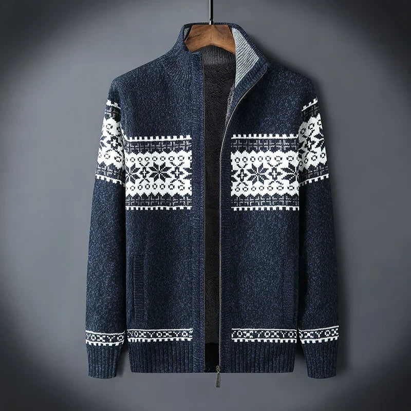 Men’s Fleece-Lined Nordic Zip Sweater - Heston Manor