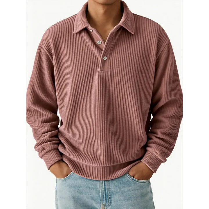 Men’s Ribbed Long Sleeve Polo Shirt