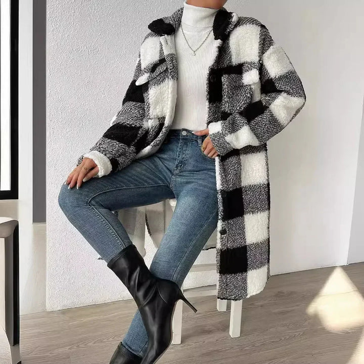 Plush Plaid Coat - HESTON MANOR