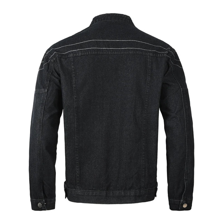Men’s Black Stand-Collar Zip Denim Jacket