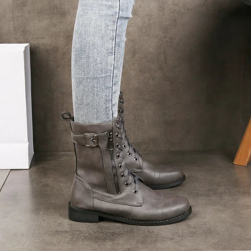 Western Punk Buckle Boots - HESTON MANOR