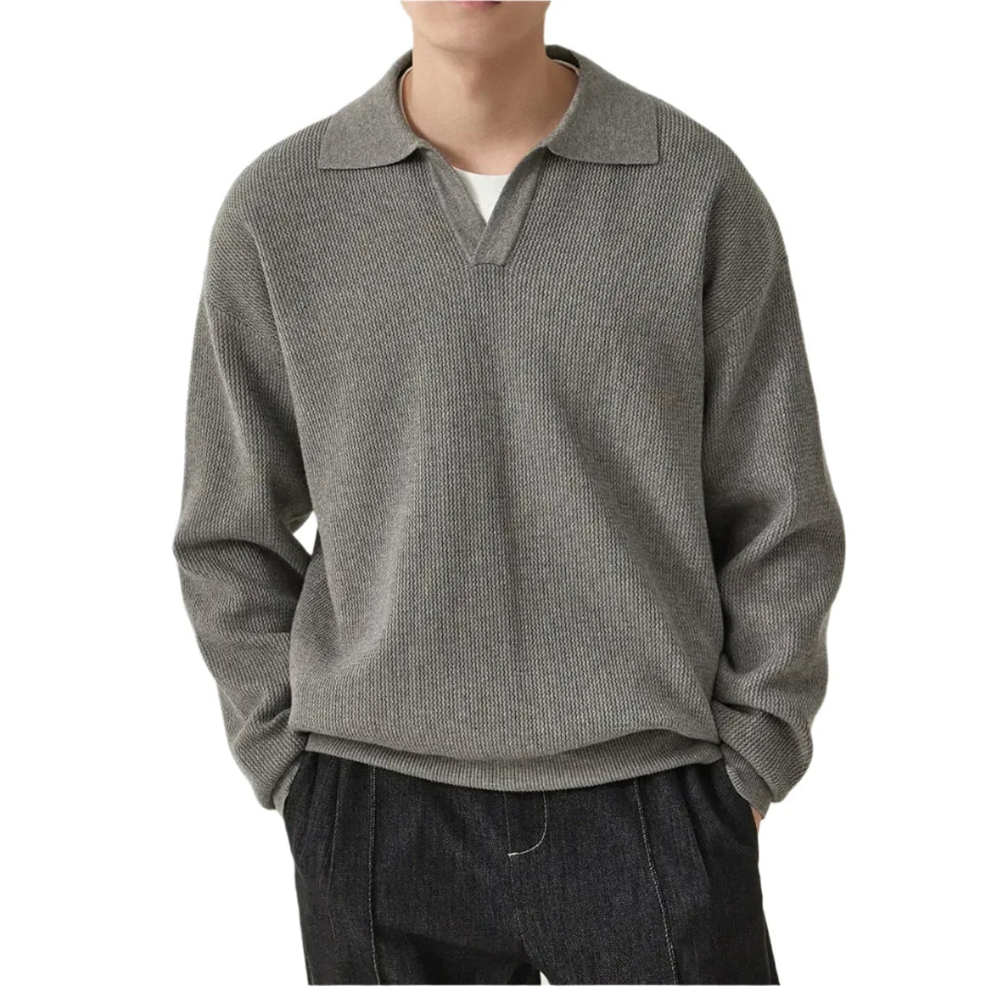 Men’s Knit Polo-Collar Sweater