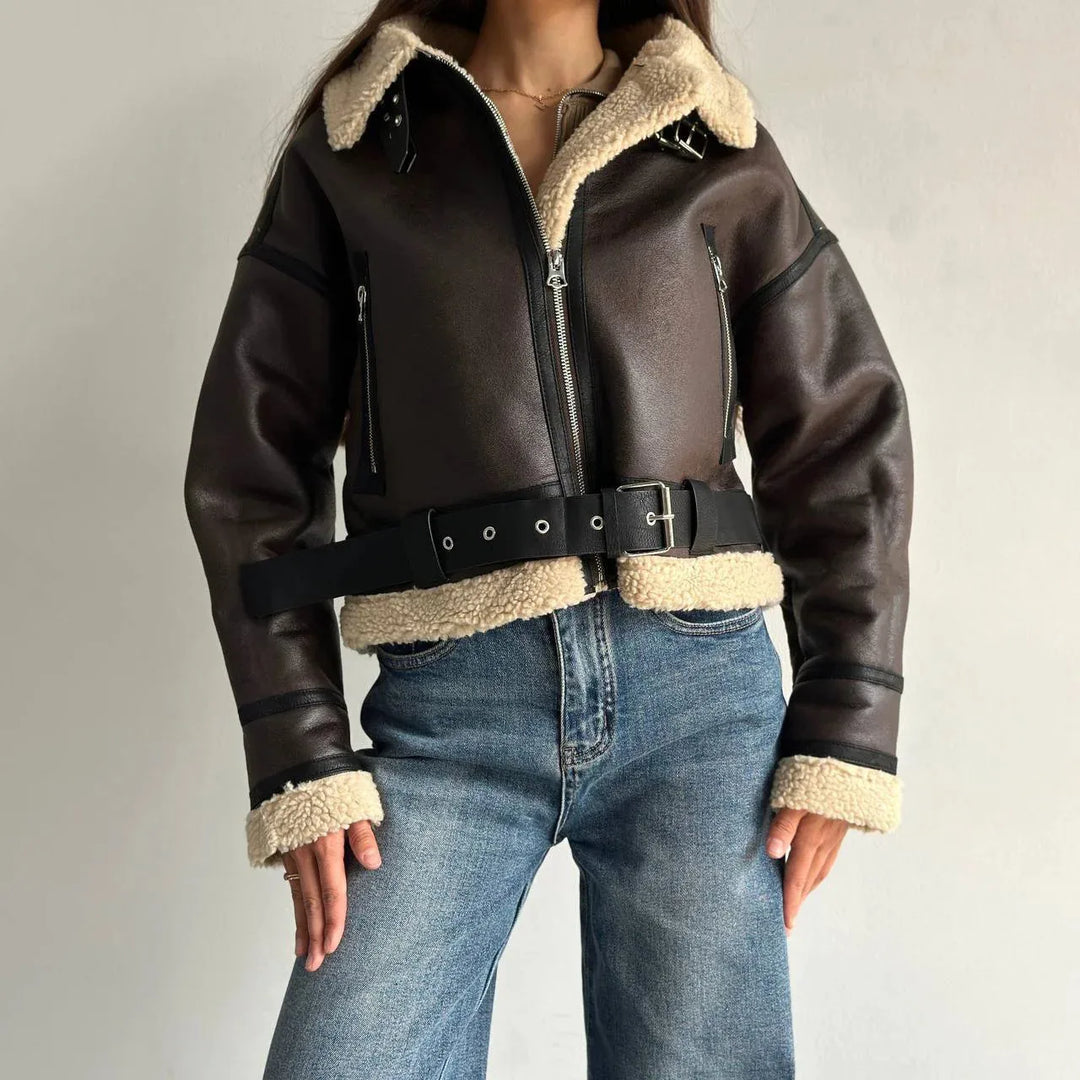 Women’s Shearling-Lined Aviator Jacket