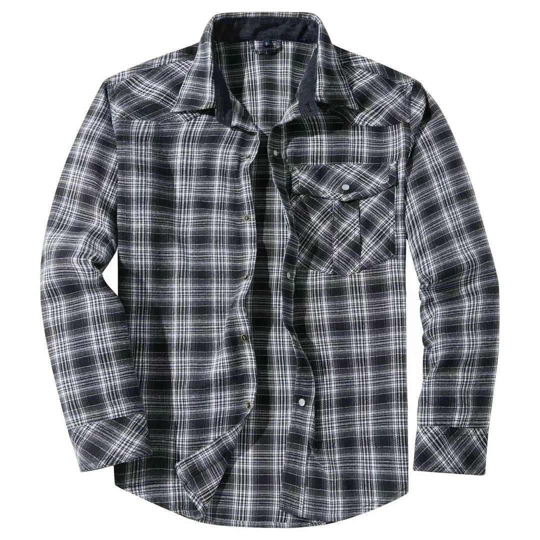 Men’s Western Red Plaid Flannel Shirt - Heston Manor