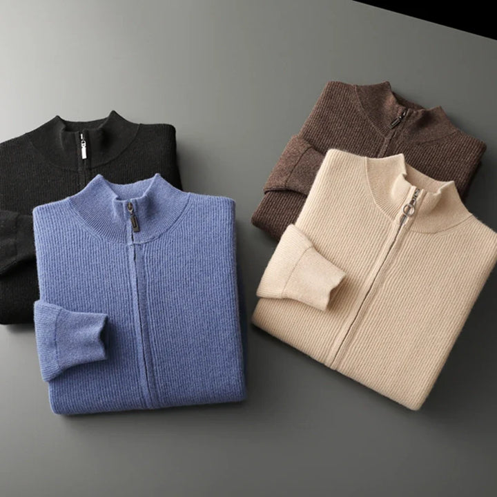 Men’s Cashmere Zip Mock Neck Sweater