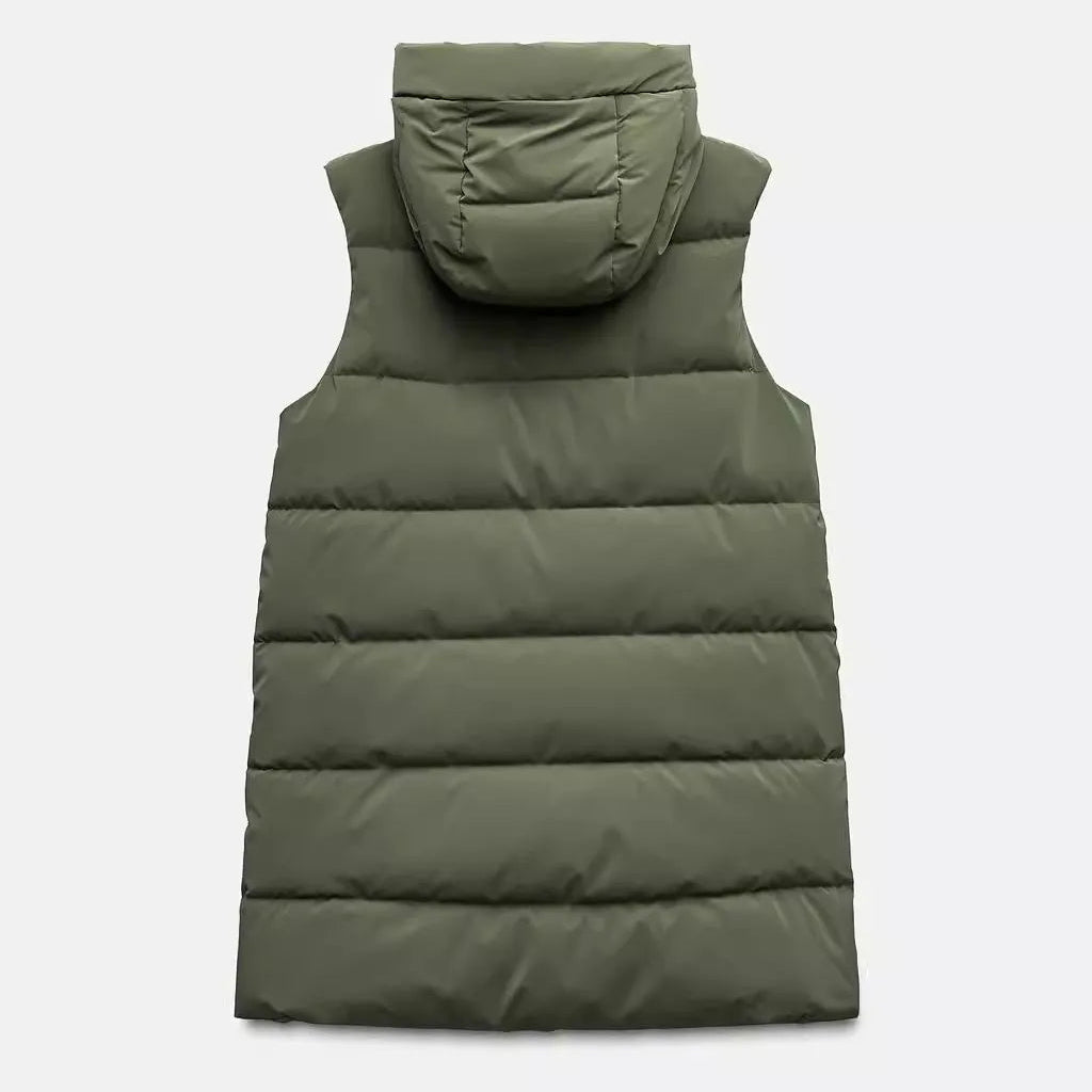 Women’s Long Quilted Hooded Vest