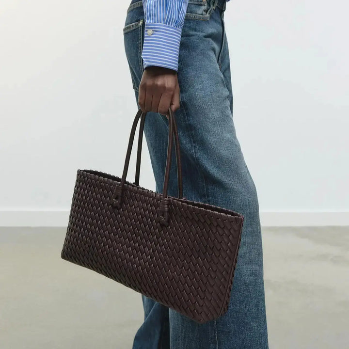 Women’s Dark Brown Woven Leather Handbag