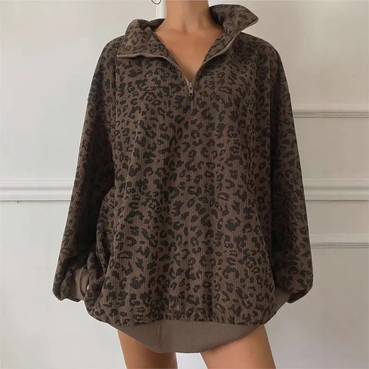 Women's Leopard Print Quarter-Zip