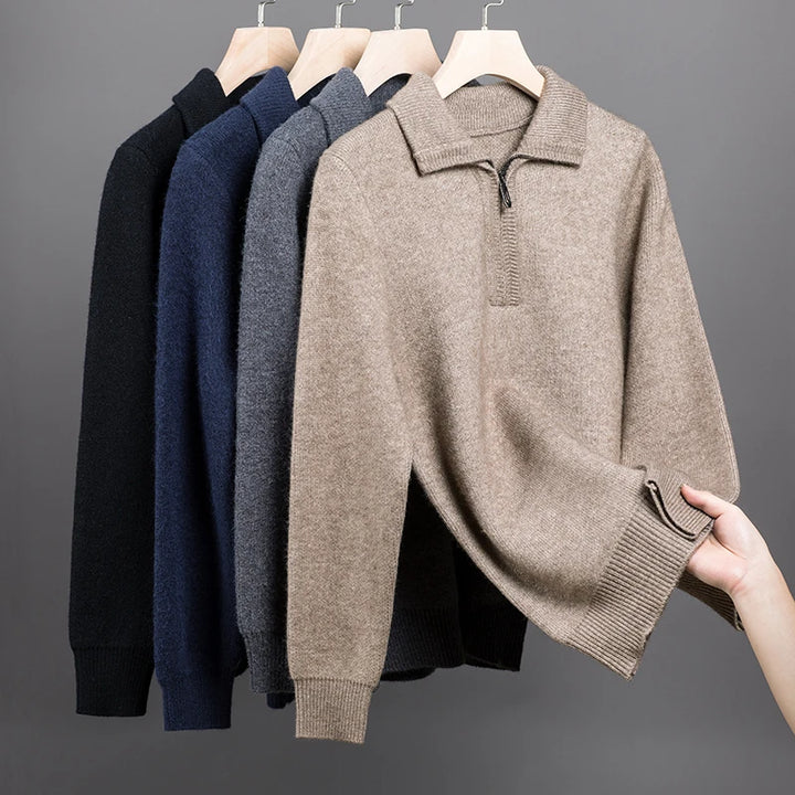 Cashmere Quarter Zip Sweater - HESTON MANOR