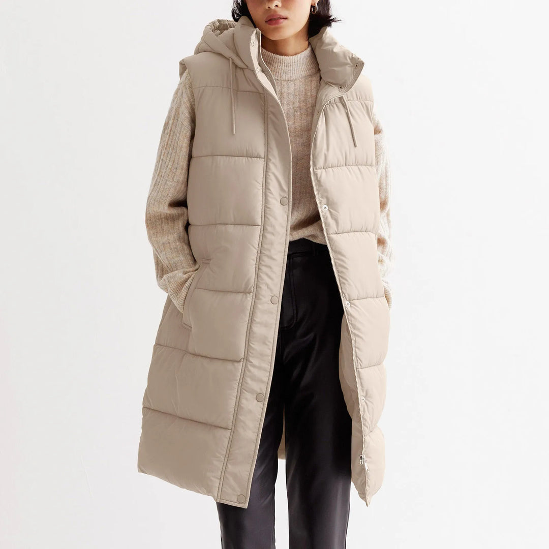 Women’s Long Quilted Hooded Vest