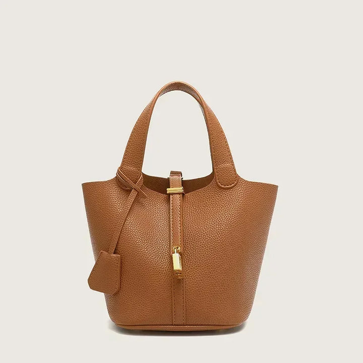 Taupe Faux Leather Handbag - Heston Manor