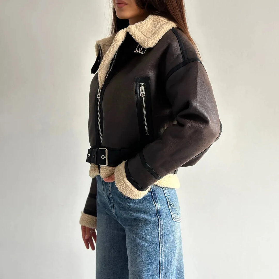 Women’s Shearling-Lined Aviator Jacket