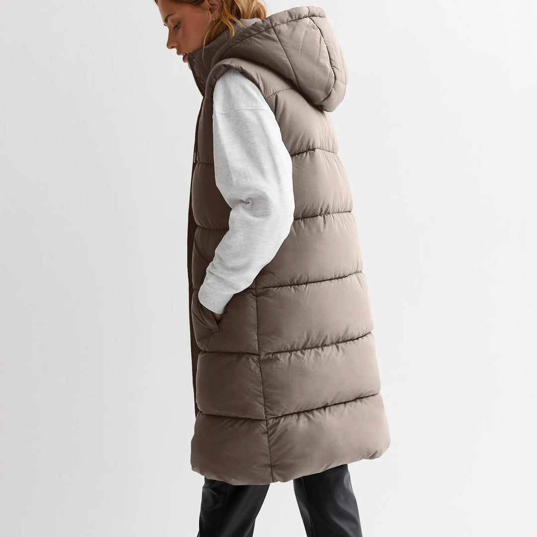 Women’s Long Quilted Hooded Vest