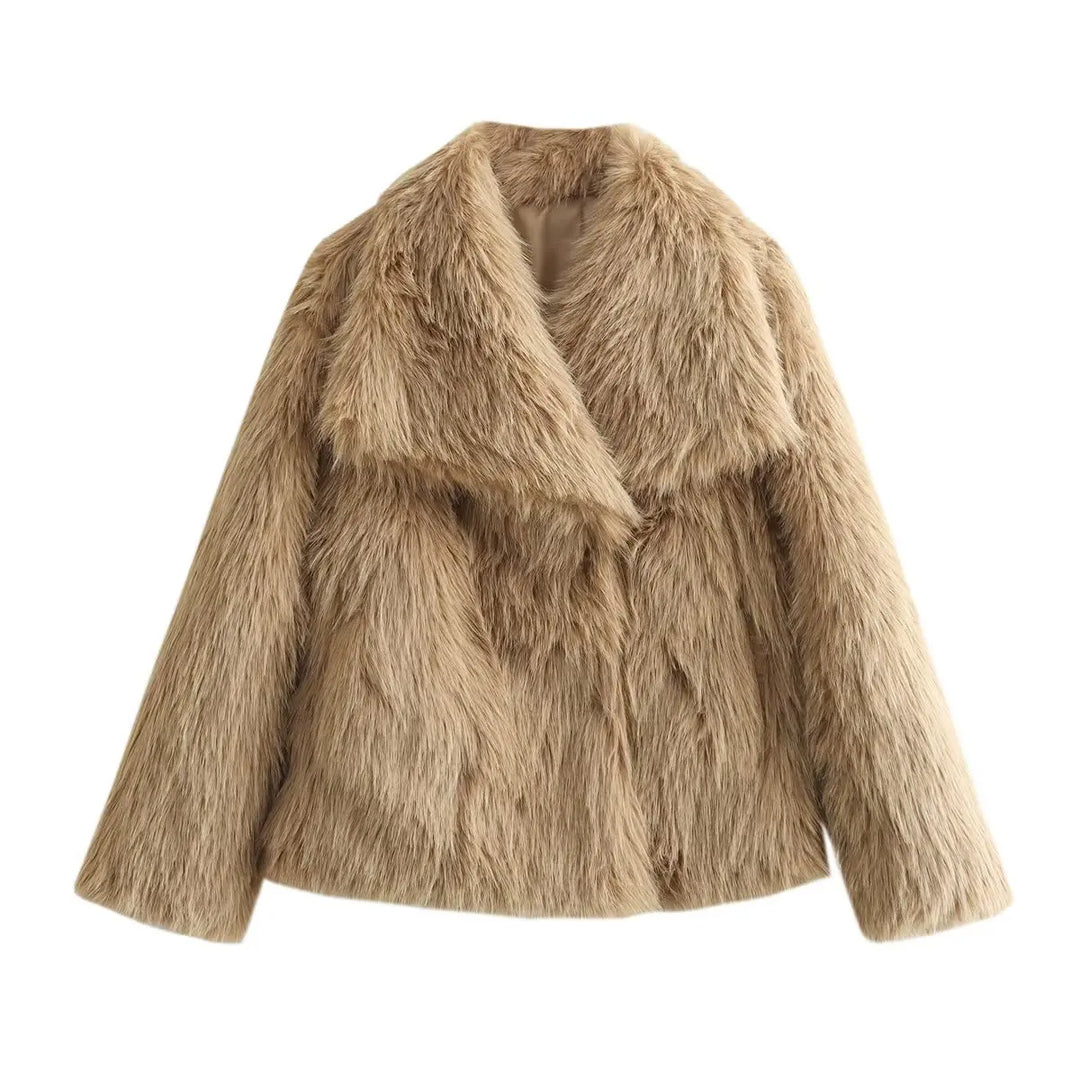 Women's Luxury Ivory Faux-Fur Coat