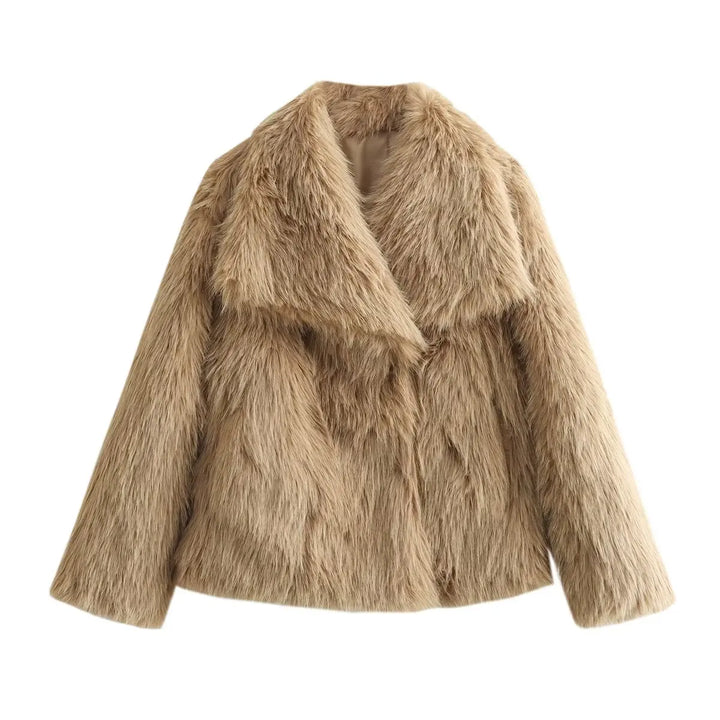 Women's Luxury Ivory Faux-Fur Coat