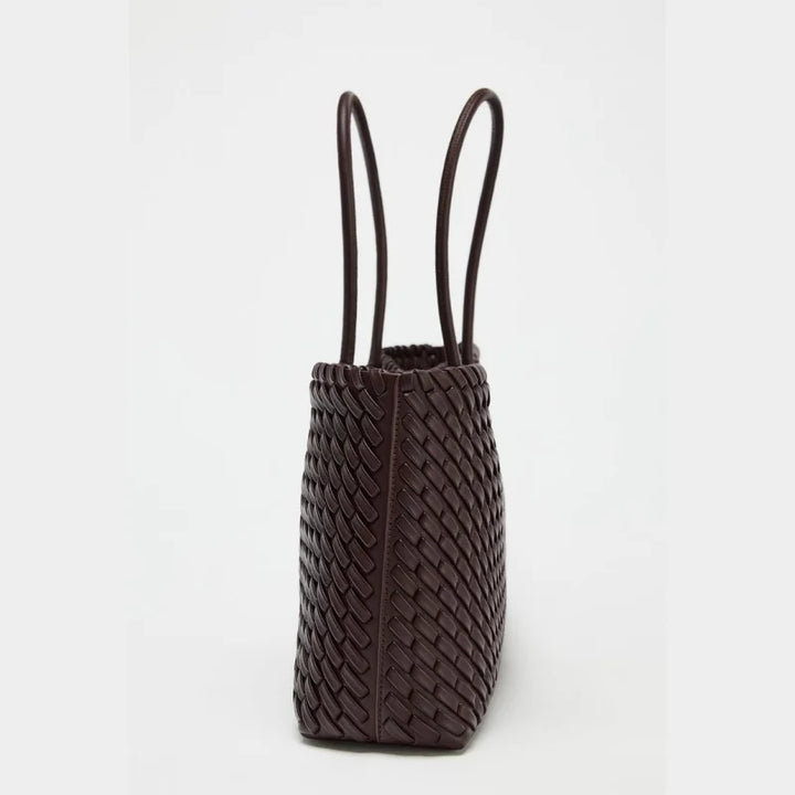 Women’s Dark Brown Woven Leather Handbag