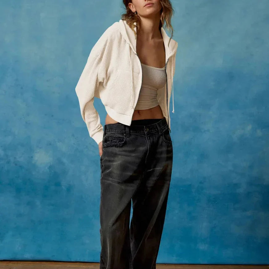 Women’s Cropped Zip Hoodie Sweater