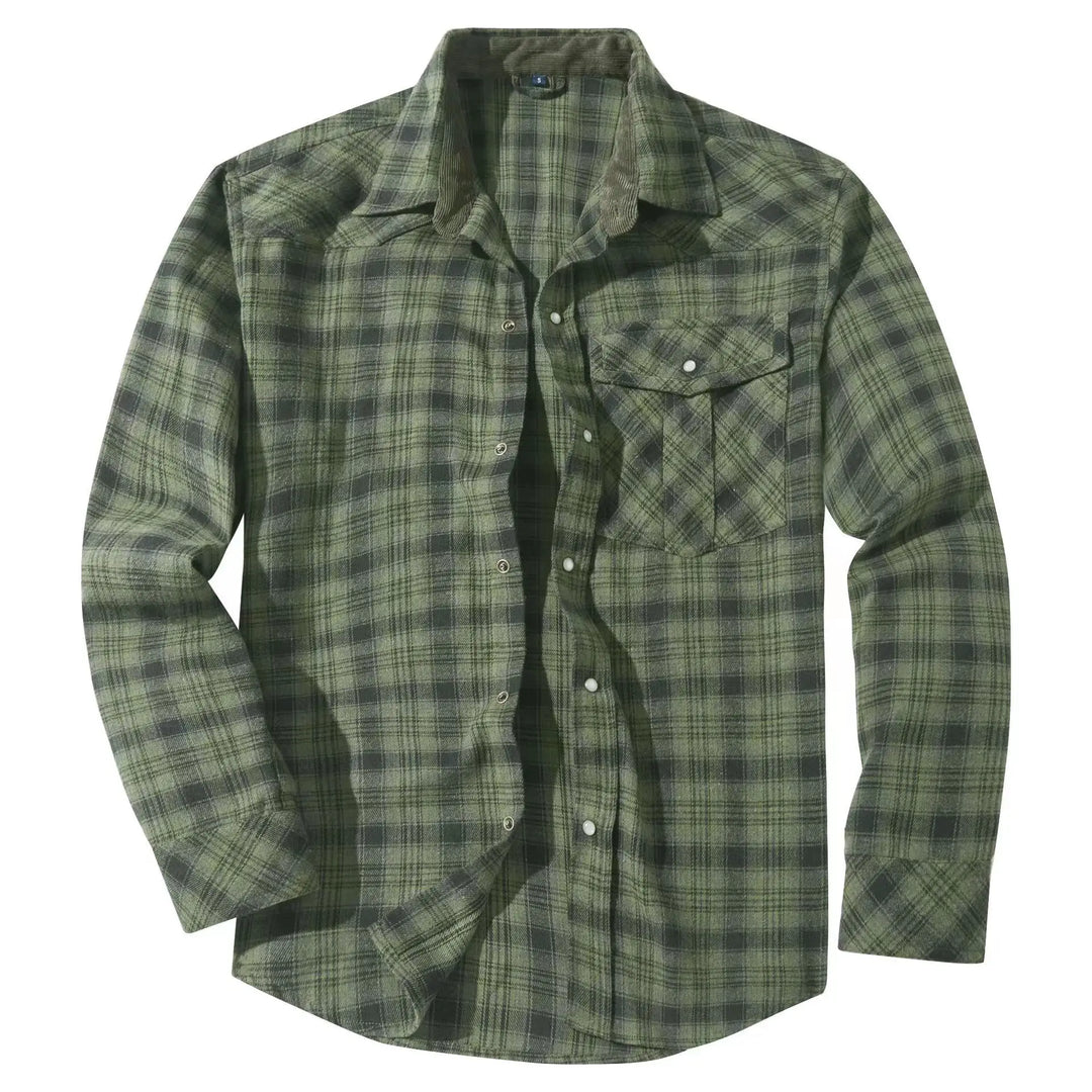 Men’s Western Red Plaid Flannel Shirt - Heston Manor