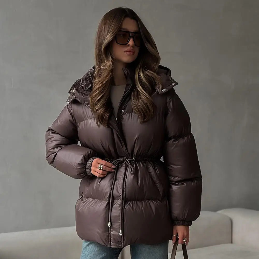 Women’s Belted Hooded Puffer Jacket