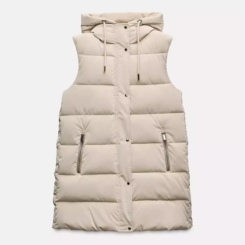 Women’s Long Quilted Hooded Vest