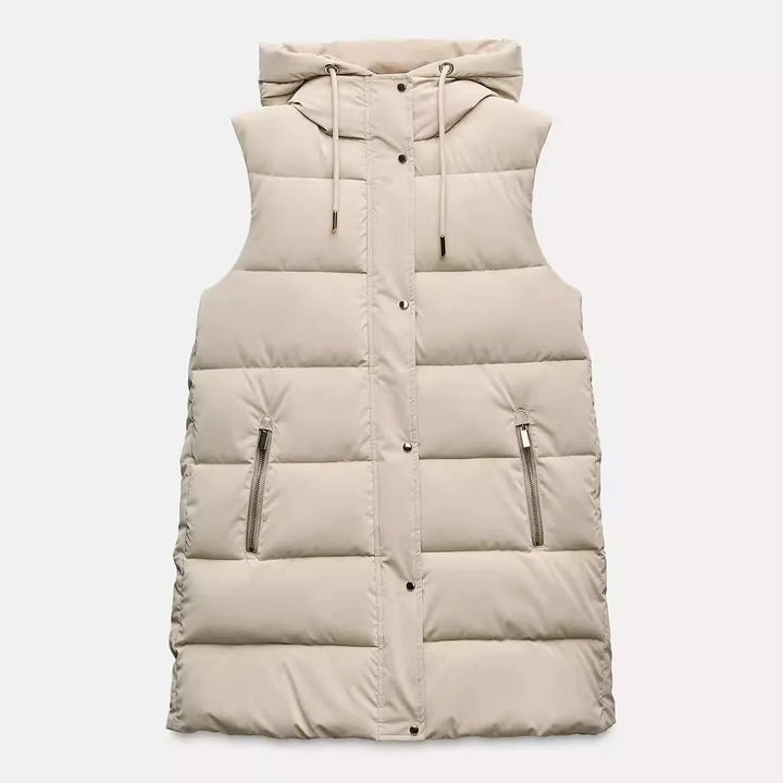 Women’s Long Quilted Hooded Vest