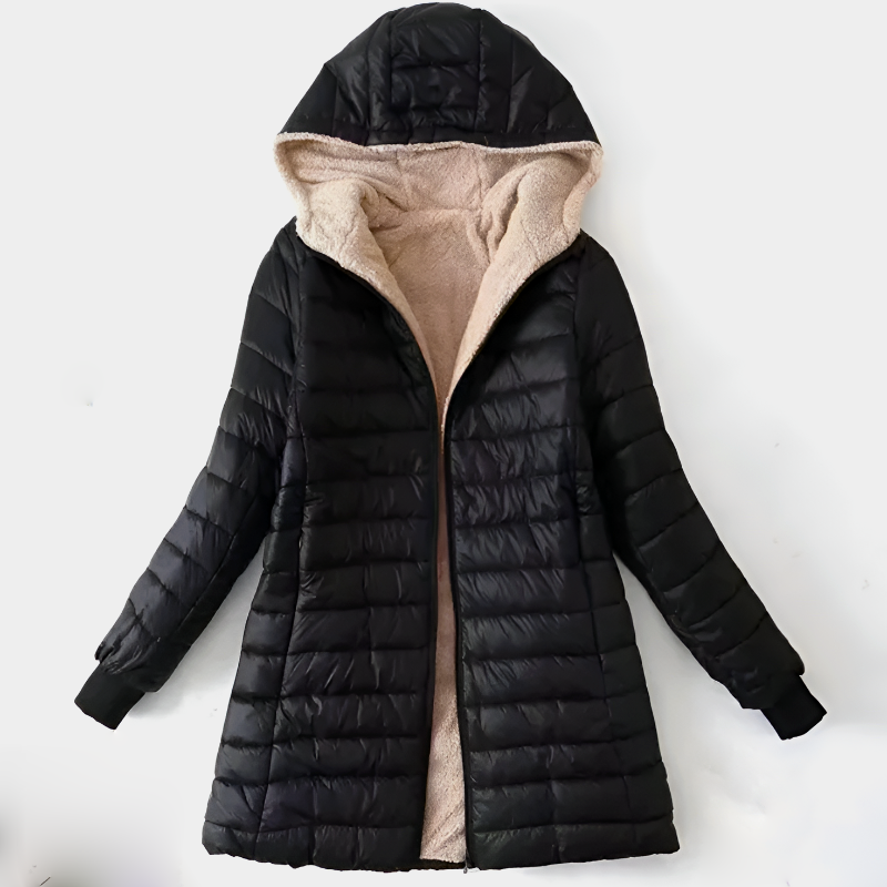 Women’s Hooded Puffer Coat with Sherpa Lining - Heston Manor