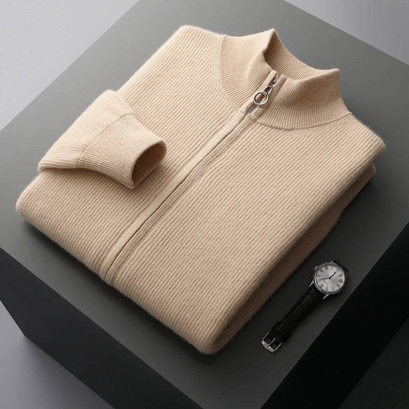 Men’s Cashmere Zip Mock Neck Sweater