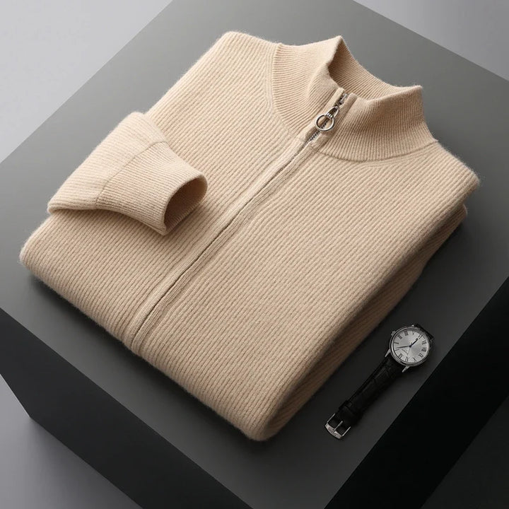 Men’s Cashmere Zip Mock Neck Sweater