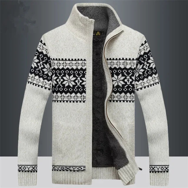 Men’s Fleece-Lined Nordic Zip Sweater - Heston Manor