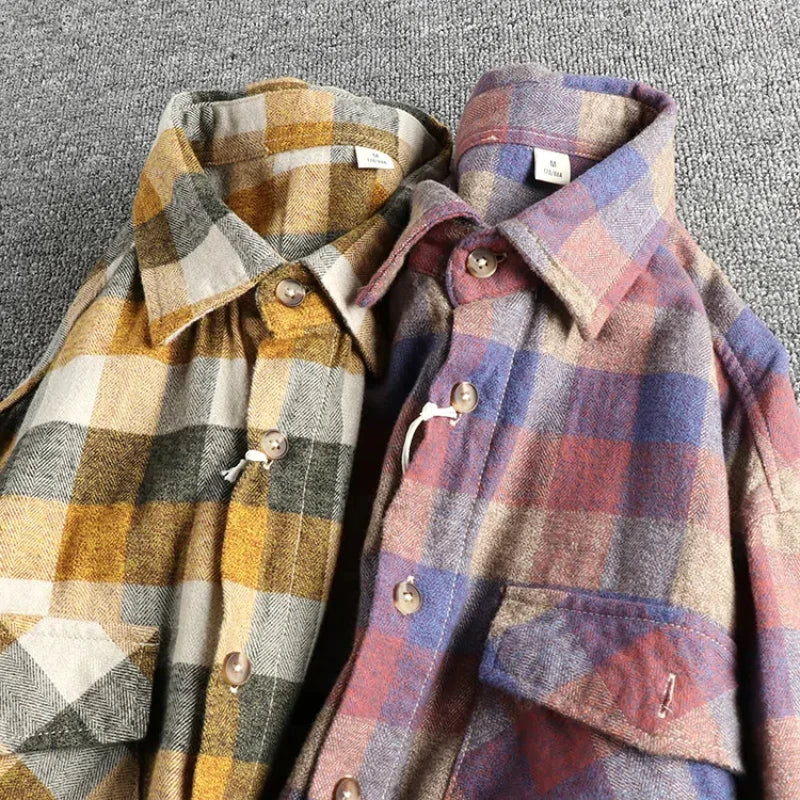Men’s Vintage Brushed Plaid Flannel Shirt - Heston Manor