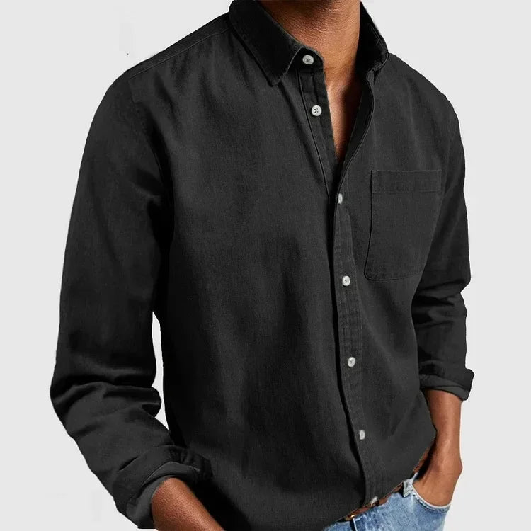 Men’s Cotton Button-Down Long Sleeve Shirt - Heston Manor