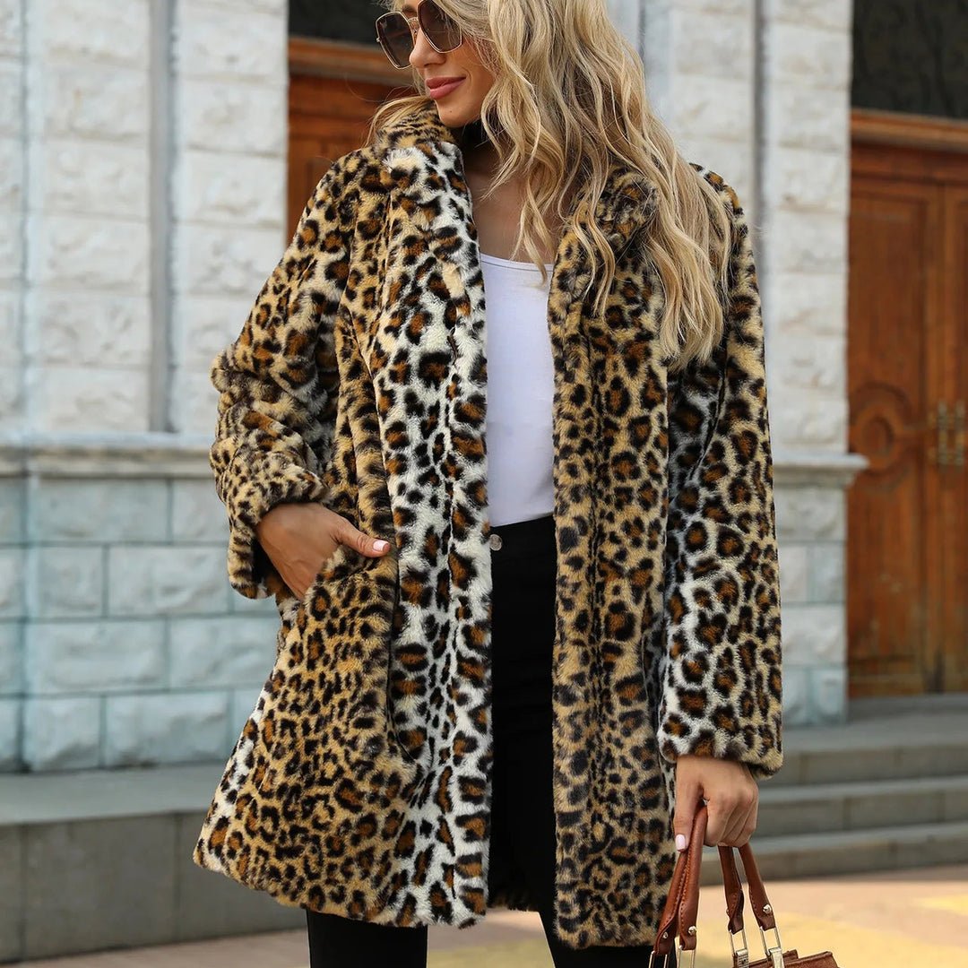 Women’s Leopard Print Faux Fur Coat - Heston Manor