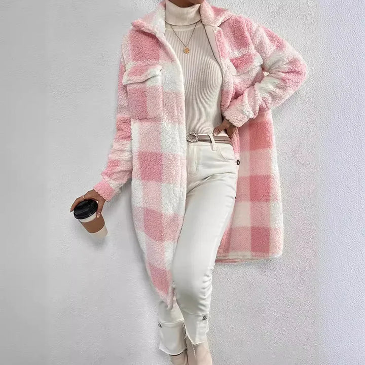 Plush Plaid Coat - HESTON MANOR