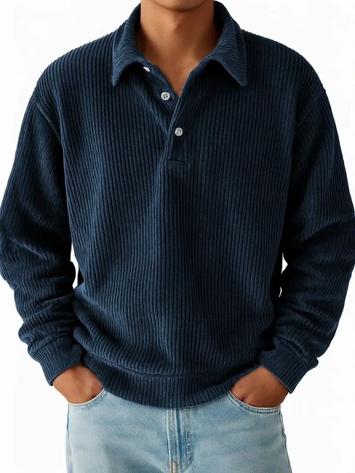 Men’s Ribbed Long Sleeve Polo Shirt